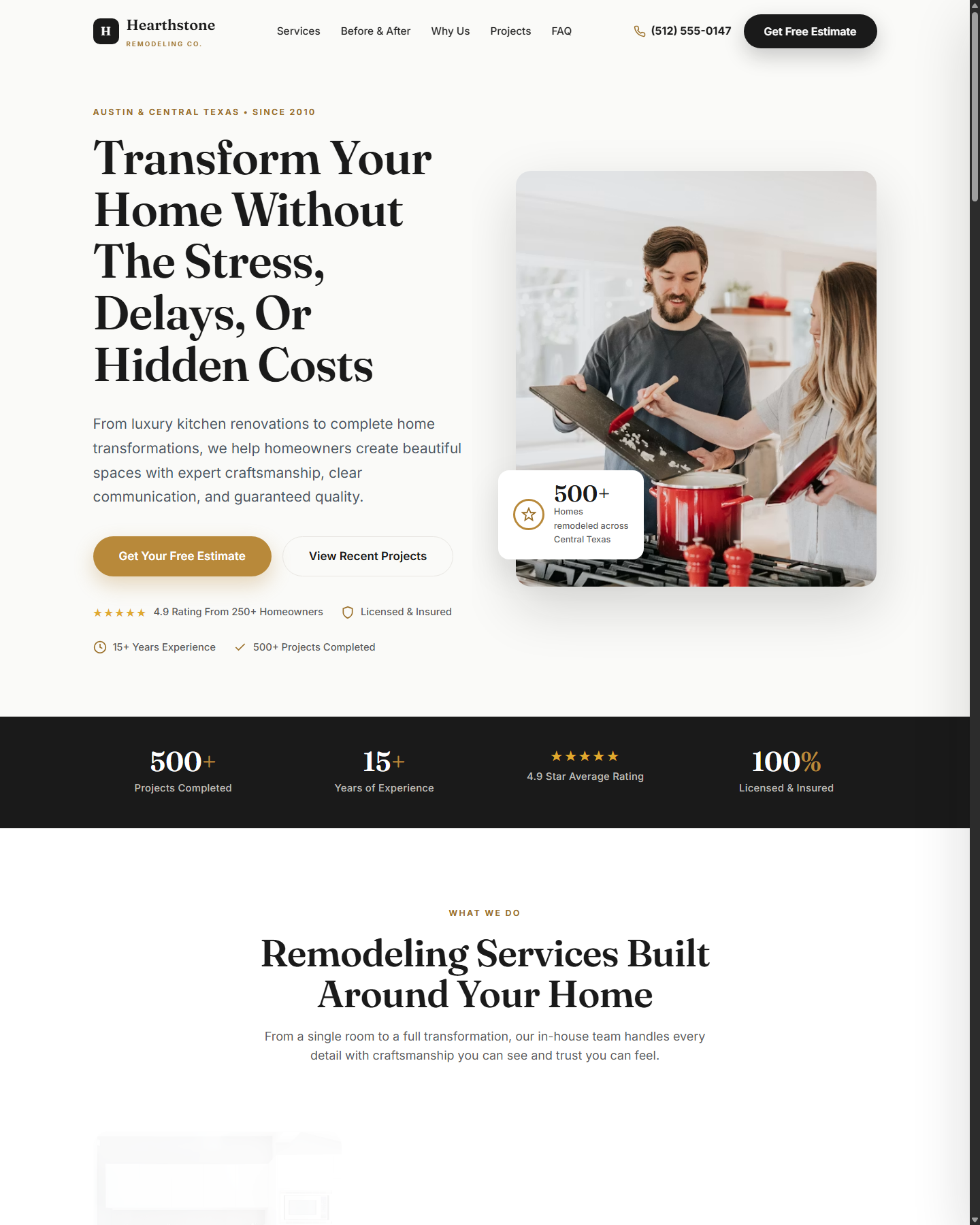 Print da landing page Hearthstone Remodeling