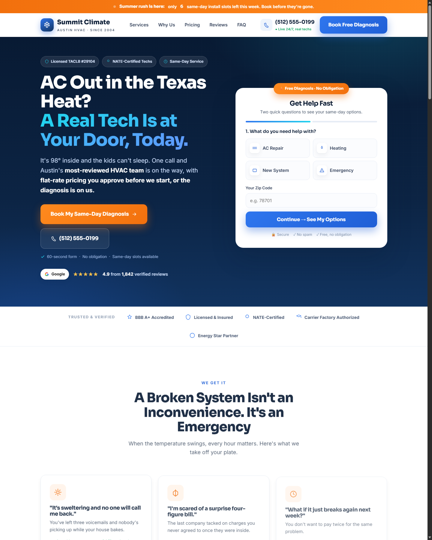 Print da landing page Summit Climate